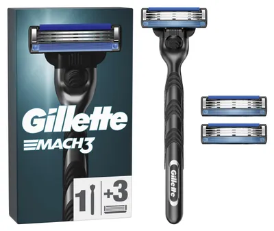 Produktbild von Gillette Mach3 Base 1 Griff + 3 Nachfüllmesser Für Männer