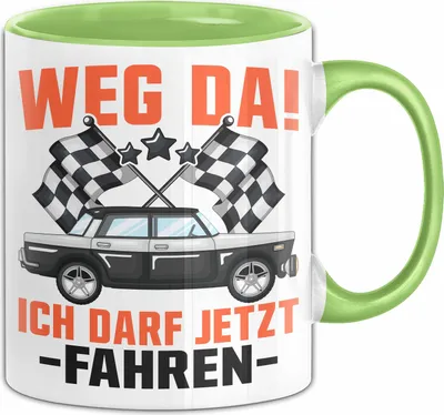 Produktbild von Führerschein Bestanden Geschenk Tasse Bestandener Führerschein Weg Da Ich Darf Jetzt Fahren Fahrschule Kaffee-Becher (Grün)