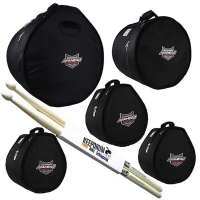 Produktbild von Ahead Armor ARSET-5 Drum Case Set Rock mit Schlagzeugstöcken