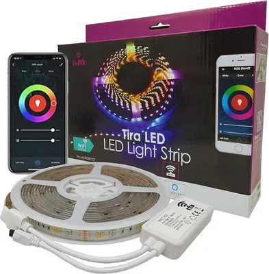 Productafbeelding van Dimbare WiFi LED-strip 5m RGBW 24W - Decoratieve Verlichting met Tuya App, Alexa en Google Assistant