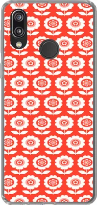 Produktbild von MuchoWow® Handyhülle Schutzhülle Hülle für Telefoonhoesje Huawei P20 Lite (2020) Blumen - Muster - Rot Silikon Softcase Handy Hülle - Kartenhalter