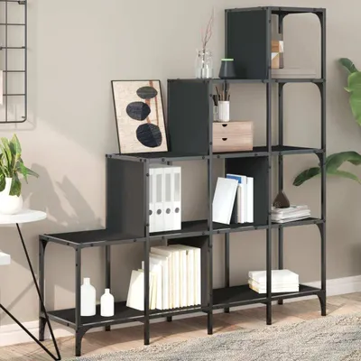 Produktbild von vidaXL Bücherregal Schwarz 122x30x132 cm Holzwerkstoff und Metall