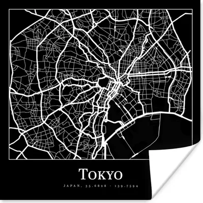 Produktbild von MuchoWow® Poster Karte - Tokio - Stadtplan - Karte 50x50 cm - Wohnzimmerdekoration