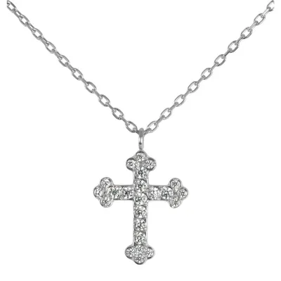 Productafbeelding van Jacques Lemans S-C258A damesketting met kruisbedel, roestvrij staal