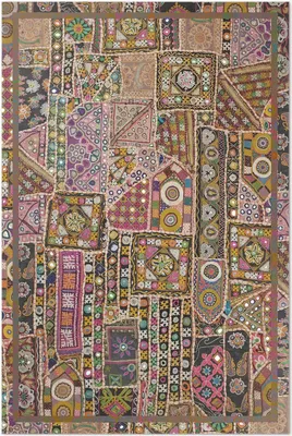 Produktbild von Patchwork Ethnisch – Vinyl Fußmatte – 150x225 cm – Rutschfest, Pflegeleicht & Langlebig