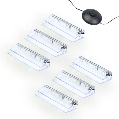 Produktbild von kalb | LED Glaskantenbeleuchtung Clip Set 3000K/5000K Transparent Plug & Play 6er Set kaltweiß