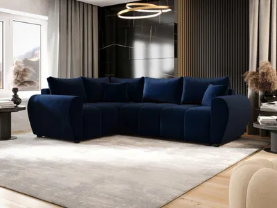 A modern living room with a large sectional sofa.