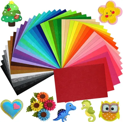 Image de Feutre – 40 pièces – 30x20 cm – Plaques de feutre – 1 mm – Feutre pour loisirs créatifs – Kit de bricolage – Plaques de feutre – Matériel de bricolage textile – Pour l'art et l'artisanat – 40 couleurs