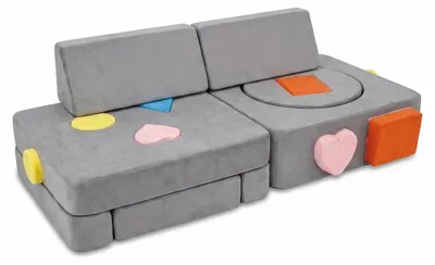Imagen del producto de Relaxdays, sofá modular para niños, juego de 18 piezas, bloques suaves, sofá infantil, terciopelo, dimensiones: 40 x 130 x 65 cm, sofá de juegos, color gris, Imagen generada por IA