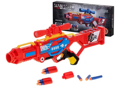 Zdjęcie produktu dla Pistolet na piankowe rzutki Blaze Storm + 20 rzutek w kolorze czerwonym