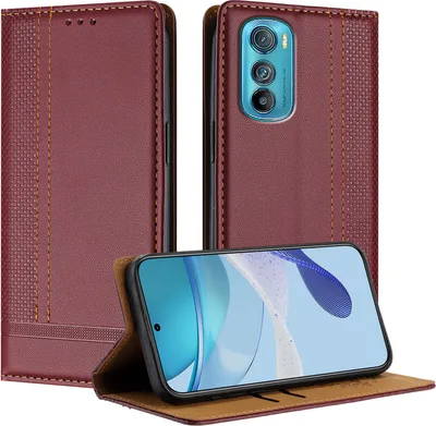 Produktbild von Handyhülle für Motorola Edge 30 Leder Flip Klappbare Schutzhülle mit Standfunktion Dunkelrot