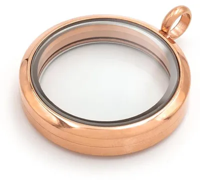 Produktbild von Vintageparts Glasmedaillon Edelstahl mit Schraubverschluss rosègoldfarben 30 mm zum Befüllen für Ketten