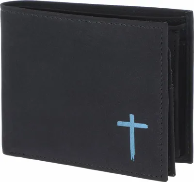 Produktbild von oxmox Geldbörse New Cryptan RFID Protect Querscheinbörse Freedom Cross Print Cyan Black schwarz