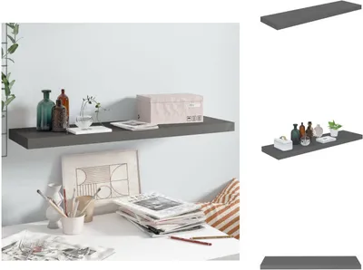 Obrázok produktu pre vidaXL Plávajúca nástenná polica sivý vysoký lesk 90x23,5x3,8 cm MDF - Nástenné police