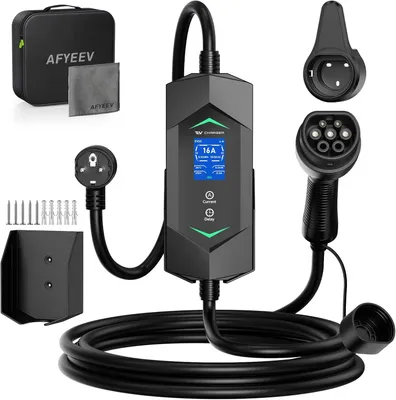Immagine prodotto di Cavo di ricarica Tipo 2 - Cavo per auto elettriche con caricabatterie Schuko e funzione di ricarica mobile