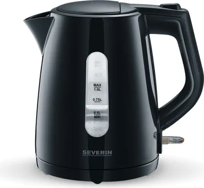 Produktbild von Wasserkocher schwarz SEVERIN WK 3410 1 L 2200 W Kalkfilter abwaschbar WK 3410 aus Kunststoff, schwarz Wasserkocher Wasserkocher Mit Temperatureinstellung Wasserkocher Edelstahl Wasserkocher Glas