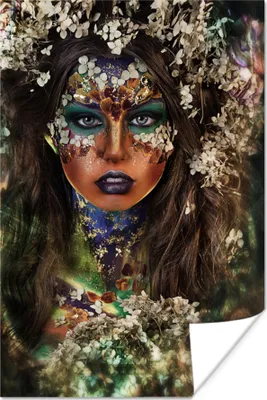 Produktbild von MuchoWow® Poster Frau - Blumen - Farbe 20x30 cm - Papierdruck
