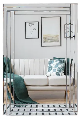 Image de Miroir mural sans cadre, 90x60 cm, rectangulaire, avec dos en MDF, miroir décoratif