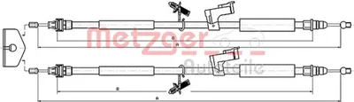 Produktbild von METZGER Handbremsseil Seilzug Feststellbremse für FORD Focus II Schrägheck (DA, HCP, DP) Hinten 10.5368