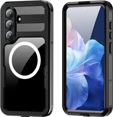 Image de Coque de téléphone portable Magsafe étanche pour Samsung Galaxy S26 Plus 5G 360 degrés noir
