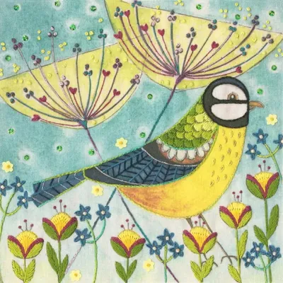 Productafbeelding van Bothy Threads Stickbild Stickpackung "Flug der Fantasie: Blaumeise", vorbedruckt, ELH6, 16x16cm
