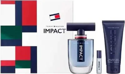 Produktbild von Tommy Hilfiger Impact Eau de Toilette Set, 100 ml + Duschgel, 100 ml + Eau de Toilette Miniatur, 4 ml