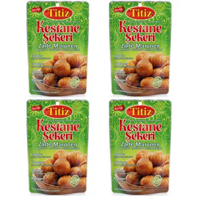 Produktbild von Titiz Zarte Maronen, Leicht Gesüßt Sparpack 4 x 125 g, Vegan