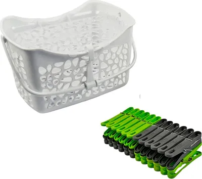 Produktbild von Hartplastikkorb mit 24 Clips, 19 x 14,5 x 11 cm