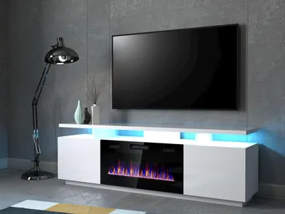 Produktbild von RTV EVA Schrank mit Elektrokamin 180x40x52 cm weiß/weiß glänzend