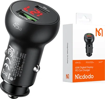 Obrázek produktu pro Nabíječka Do Auta Mcdodo Usb/Usb-C Pd 45W Lcd