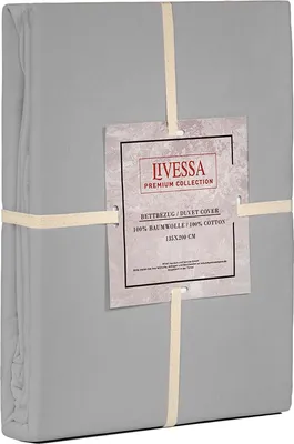 Produktbild von Livessa Bettwäsche 135x200 Baumwolle 2-teilig, Kissenbezug 80x80 cm, Grau