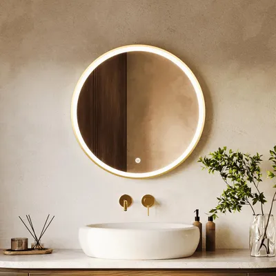 Zdjęcie produktu dla LOMAZOO lustro Miami 70 cm, okrągłe, złote, LED