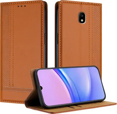 Obrázek produktu pro Pouzdro na mobilní telefon pro Samsung Galaxy J3 2017 kožené flipové ochranné pouzdro s funkcí stojánku hnědé