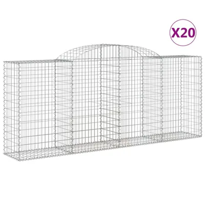 Produktbild von Gabionen mit Hochbogen 20 Stk 300x50x120/140cm Verzinktes Eisen