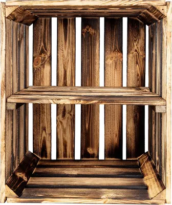 Immagine prodotto di Creative Deco Scatola in Legno Bruciato con Scaffale | 50x40x30 cm | Scatola in Legno in Stile Vintage Fiammato | Ideale per la Conservazione Oggetti