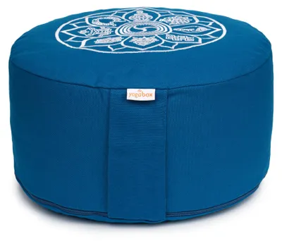 Produktbild von yogabox Meditationskissen Glückssitz® 8 Glückverheißende Symbole - petrol 33 x 33 x 15 cm Buchweizenschalen