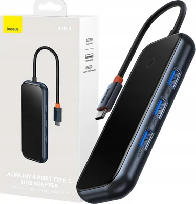 Zdjęcie produktu dla Baseus Acmejoy Hub 4-Portowy (Usb-C Do 1X Usb-C Pd&Data/3X Usb3.0) Ciemnoszary (Wkjz010013)
