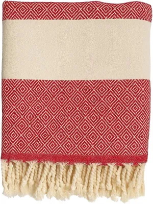 Produktbild von Strandtuch - Saunatuch - Turkish Hamamtuch - Baumwolle Handtücher 90x180 cm - Rot