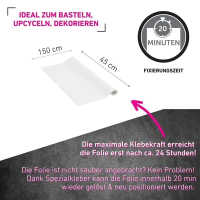 Produktbild von Venilia Klebefolie selbstklebend Weiß 45x150cm robust wasserbeständig hitzebeständig