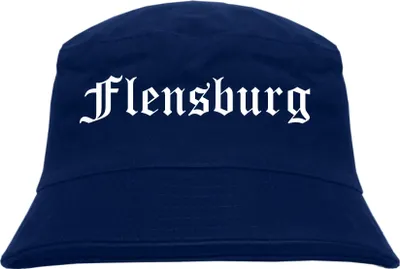 Produktbild von Flensburg Fischerhut - Dunkelblau - Altdeutsch - bedruckt - Bucket Hat Anglerhut Hut S/M Dunkelblau