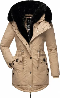 Produktbild von Navahoo Damen Jacke Parka Mantel Winterjacke Warm Gefüttert Kapuze Sweety Taupe Gr. 42 - XL