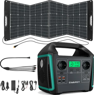 Produktbild von SWAREY 1000W (Peak 1500W) Przenośny generator energii Ładowarka S1000 Power Station Power Station z 200W panelem słonecznym Panel słoneczny, 725.76Wh 201600mAh akumulator litowo-jonowy zapasowy magazyn energii słonecznej z 65W Type-C, generator słoneczny do podróży samochodem, poza siecią, przerwy w dostawie prądu