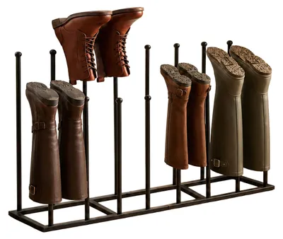 Productafbeelding van Relaxdays laarzenhouder, 8 paar, HxBxD: 45 x 80 x 25 cm, metaal, schoenenrek voor laarzen, enkellaarsjes, laarzenrek, zwart