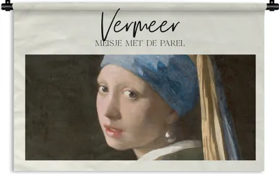 Produktbild von MuchoWow® Wandteppich Wandbehang Kunst - Das Mädchen mit dem Perlenohrring - Vermeer 90x60 cm Tapisserie Dekoration Wandtuch - Wandskulpturen - Bildteppich