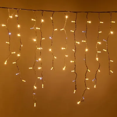 Eiszapfen-Lichterkette, 5 m, warmweiß, 60 LEDs, für Innen & Außen