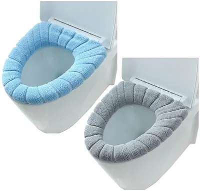 Productafbeelding van Unyqoos® Zachte, warme toiletbrilhoezen, set van 2 – Pluizig, wasbaar, met elastische band en zelfklevende rand, geschikt voor standaard toiletbrillen, geschikt voor het hele jaar door
