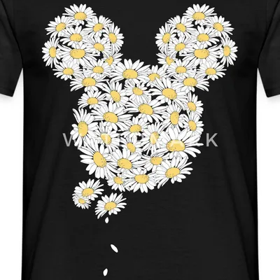 Produktbild von Mickey & Minnie Mickey Mouse Gänseblümchen Männer T-Shirt, 4XL, Schwarz