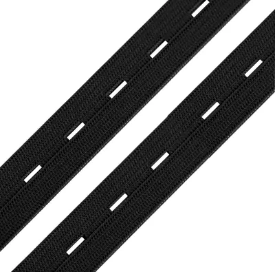 Produktbild von 25m Knopfloch Gummiband Lochgummi Knopflochgummiband, Wähle Breite und Farbe, Größe:20mm, Farbe:schwarz