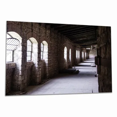 Produktbild von Wallario Herdabdeckplatte aus Glas, Größe 90 x 52 cm 1-teilig, Motiv Altes Bauwerk - stillgelegte Fabrik