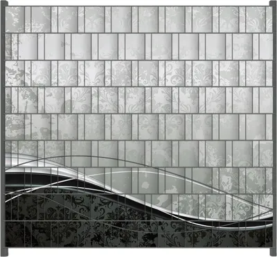 Produktbild von Wallario Zaunsichtschutz mit Motiv Grau-schwarze Schnörkelei mit Wellen für Ein- und Doppelstabmatten Zäune in der Größe 200 x 180 cm